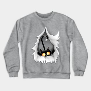 Fun Cat Cartoon in ripped fabric Hole Crewneck Sweatshirt